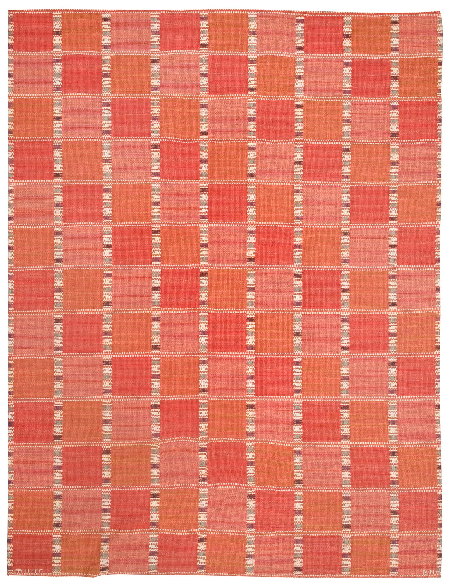 MATTA. "Falurutan, röd, Borås". Rölakan. 328,5 x 248 cm. Signerad AB MMF BN (AB Märta Måås-Fjetterström, Barbro Nilsson).