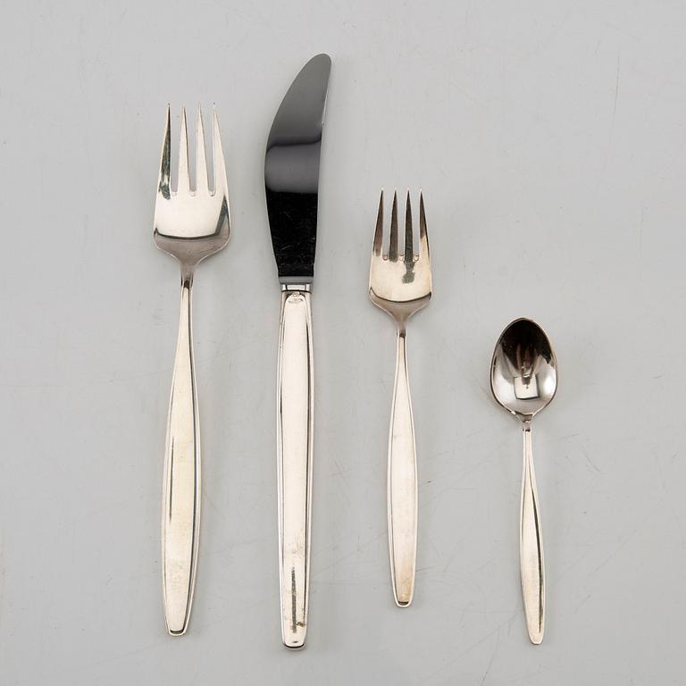 Tias Eckhoff, silver cutlery 48 pcs "Cypress" for Georg Jensen Copenhagen Denmark.