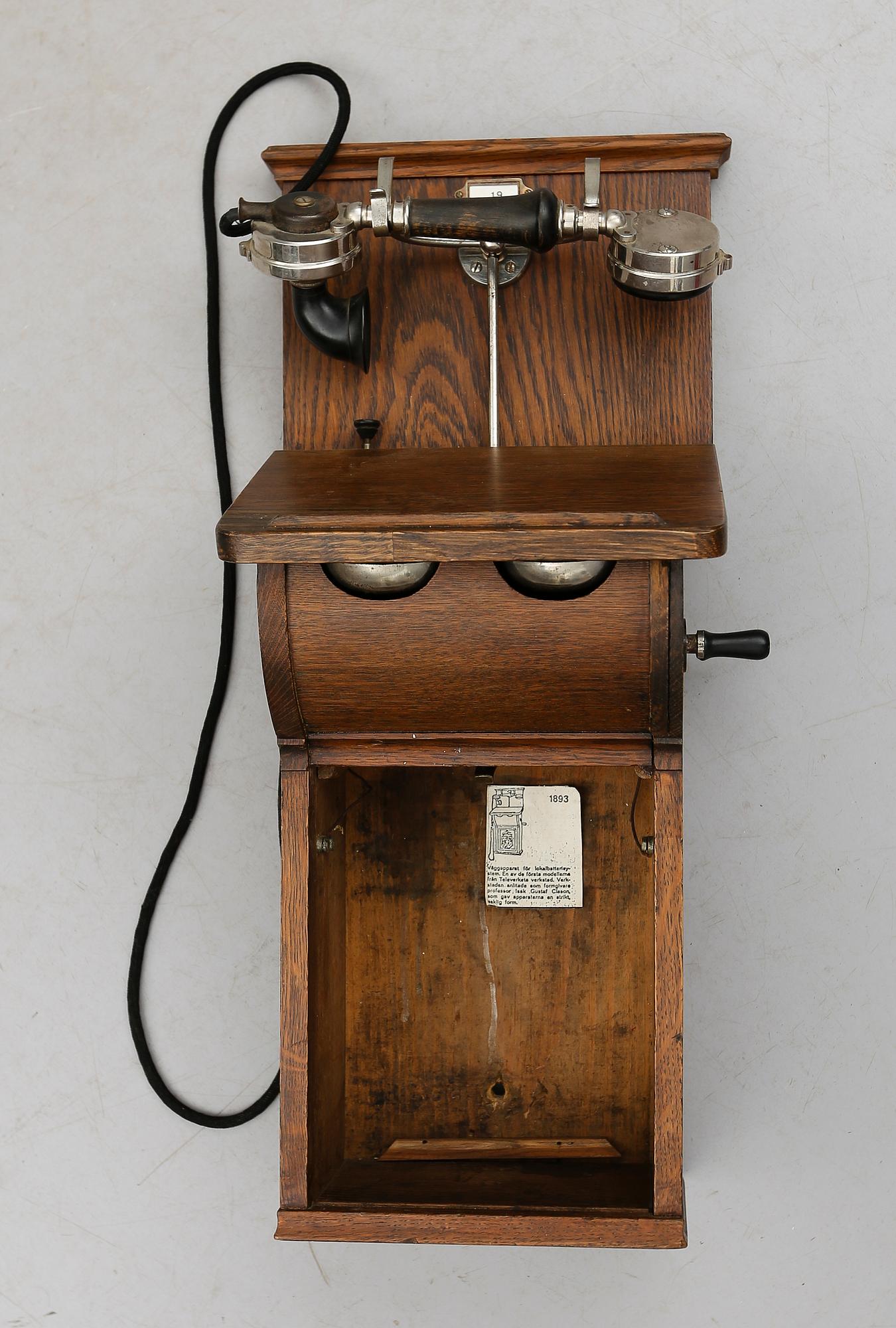 VÄGGTELEFON, Telegrafverkets Verkstad, Nynäshamn, 1900-talets första hälft.