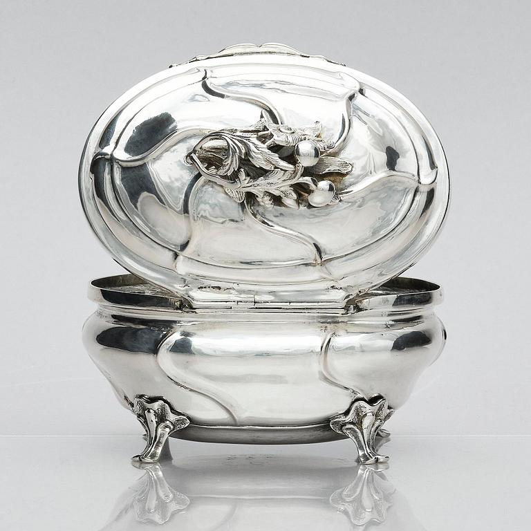 A Swedish Rococo 18th Century silver sugar-casket, marks of Petter Davidsson, Norrköping 1750.