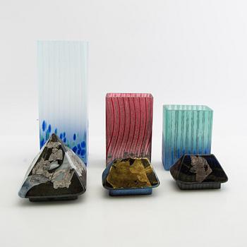 Monica Backström, vaser med lock, 3 st, Kosta Boda.