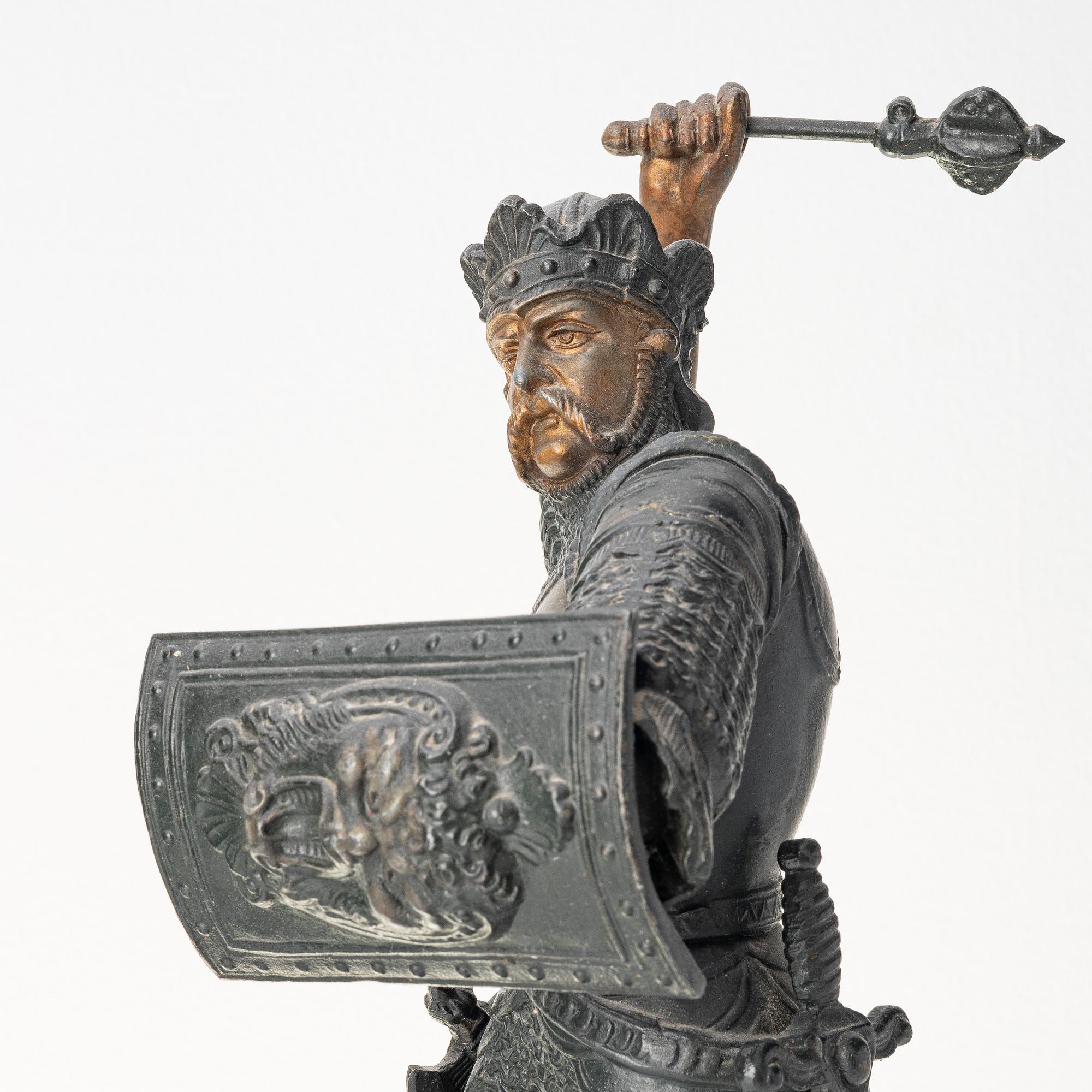 Figuriner, ett par, patinerad zink, omkring år 1900.