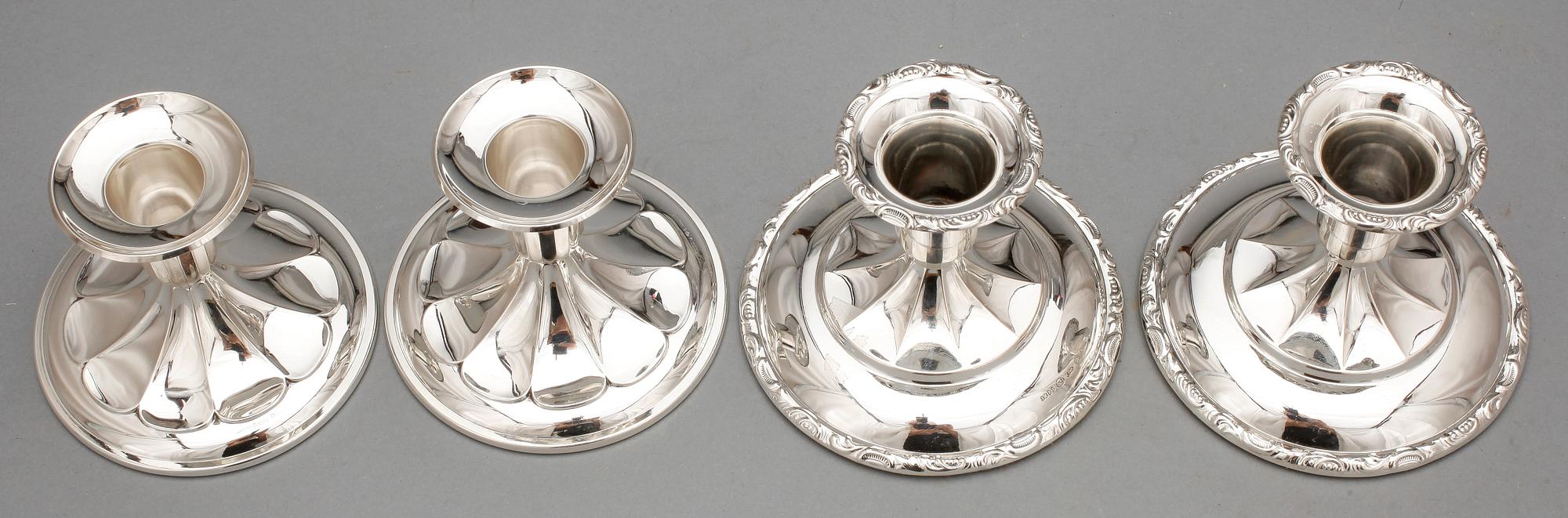 LJUSSTAKAR, 2+2 st, silver, Ceason, Göteborg, resp Norge, 1900-talets andra hälft.