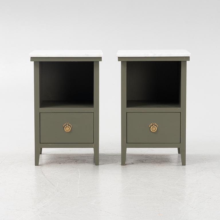 A pair of bedside tables, late 20th century.