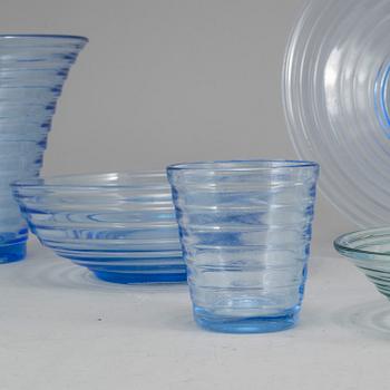 AINO AALTO, servisdelar, 10 st, glas, "Bölgeblick", Karhula, Finland, 1930-tal.