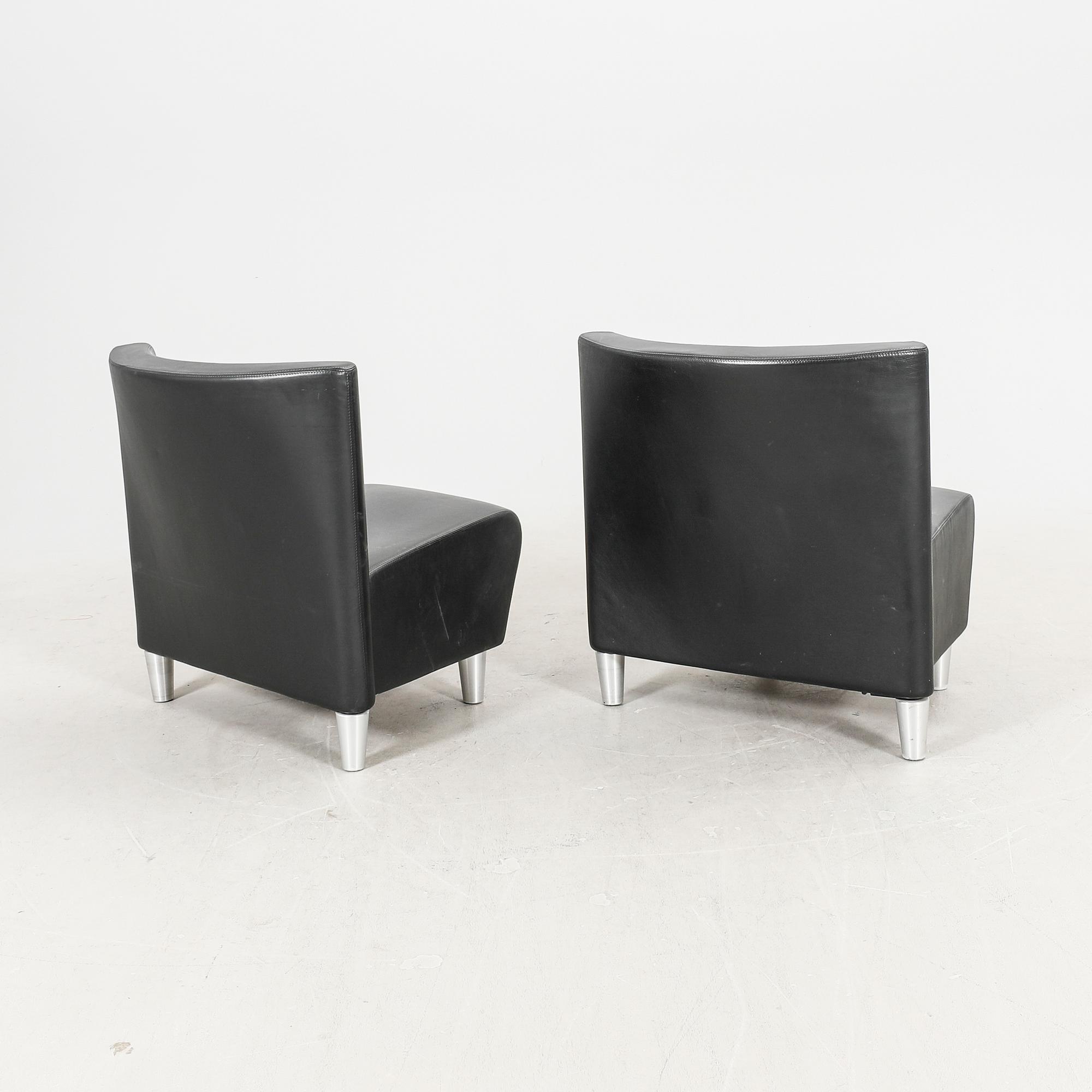 A set of eight leather easychairs by Erik Jørgensen Møbelfabrik, Svendborg, Denmark.