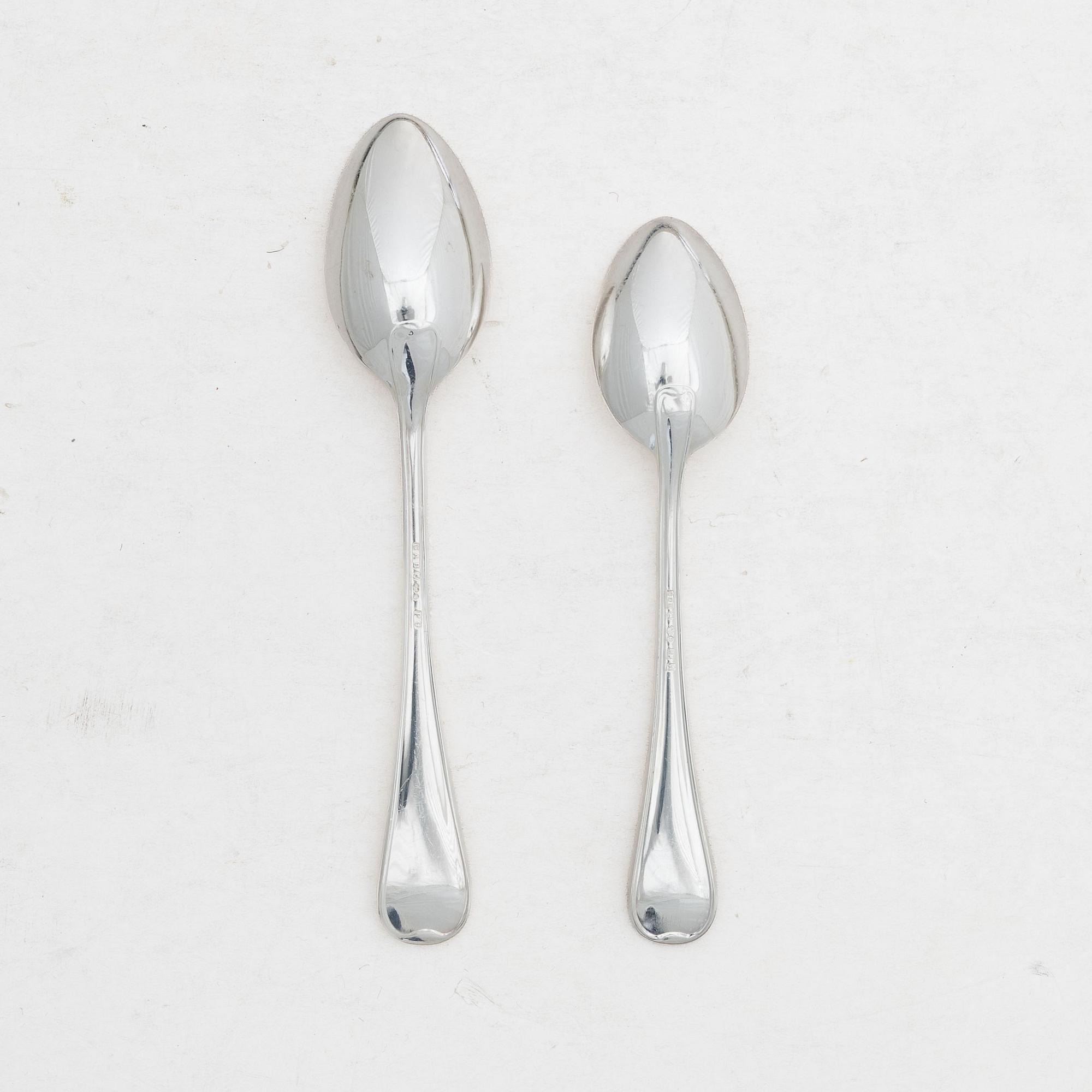 Tea and coffee spoons, 48 pieces, silver, "Svensk" model, including GAB, Stockholm, 1964.