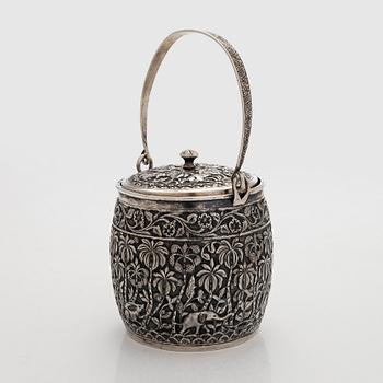 A late 19th-century silver parcel-gilt jar, India.