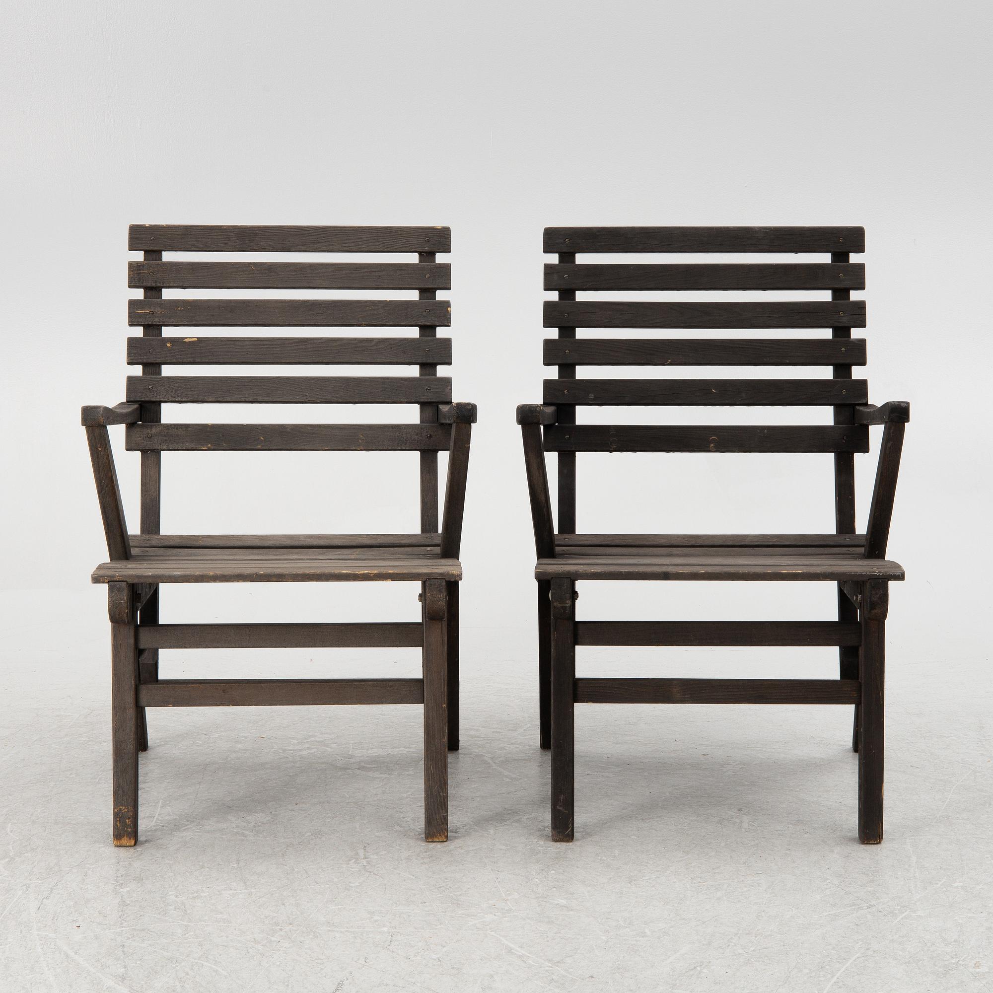 Carl Malmsten, a six-piece suite of garden furniture, 'Bergshamra', Igelstaverken, second half of the 20th Century.