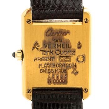 MUST de CARTIER, Tank Vermeil,  armbandsur, 23 x 23 mm.
