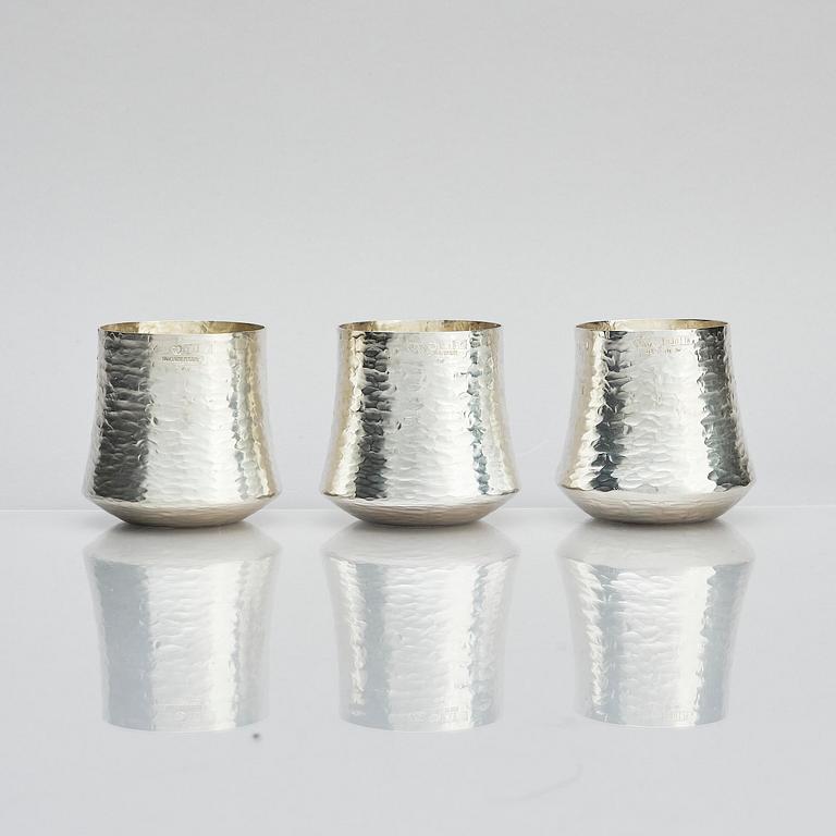 Tapio Wirkkala, a silver pitcher with six beakers, Kultakeskus, Tavastehus Finland 1970-80's.