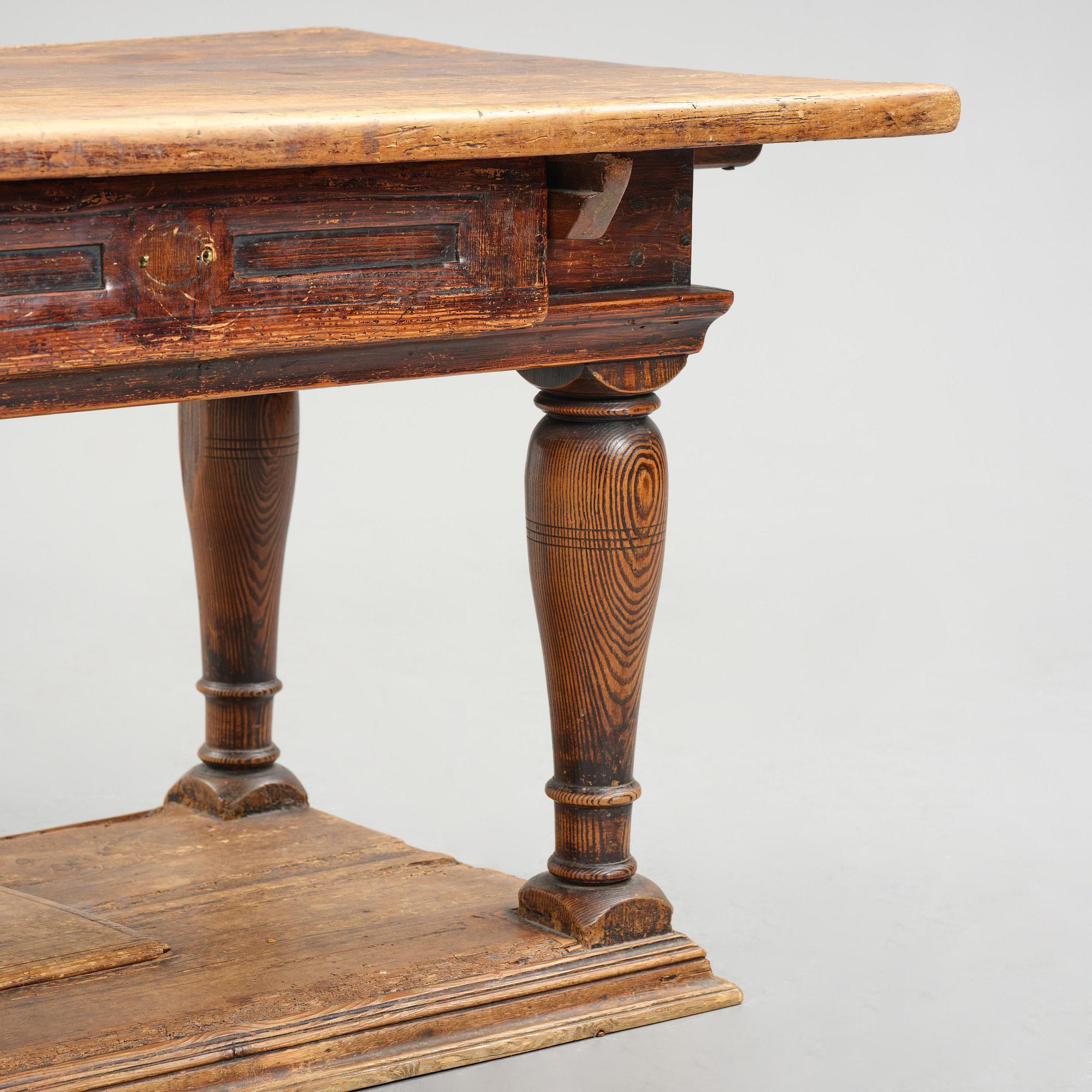 A Swedish baroque pine table, circa 1700.