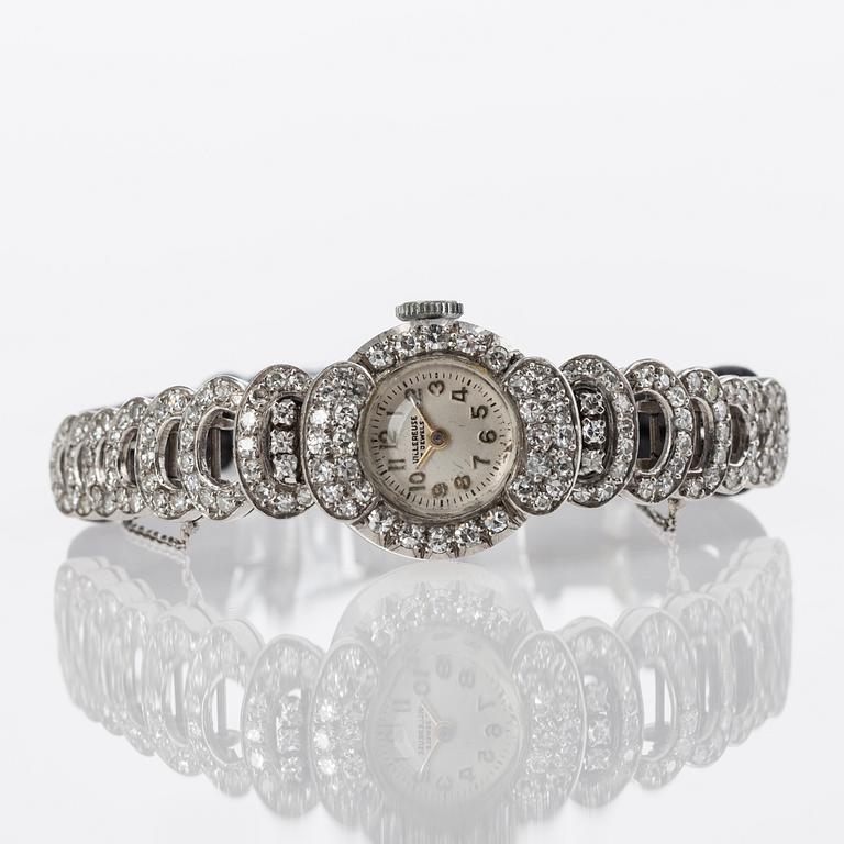 ARMBANDSUR, dam, Villereuse, platina med 8/8-slipade diamanter tot. ca 2 ct. Art Déco, 1930-tal.
