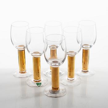 Gunnar Cyrén, six 'Nobel' sherry glasses, Orrefors.