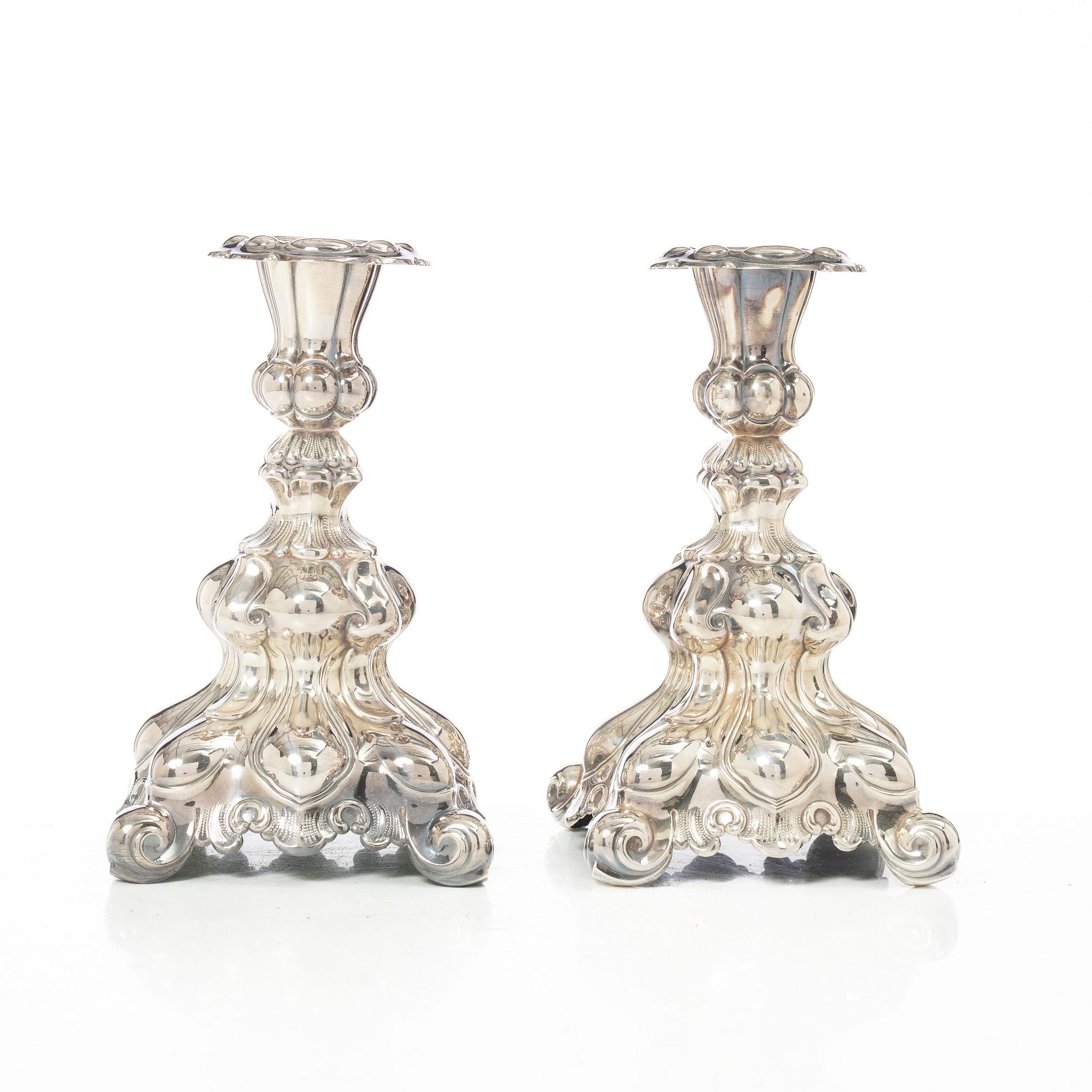 A pair of Norwegian silver candlesticks, mark of Th Marthinsen, Tönsberg,  mid-20th century.