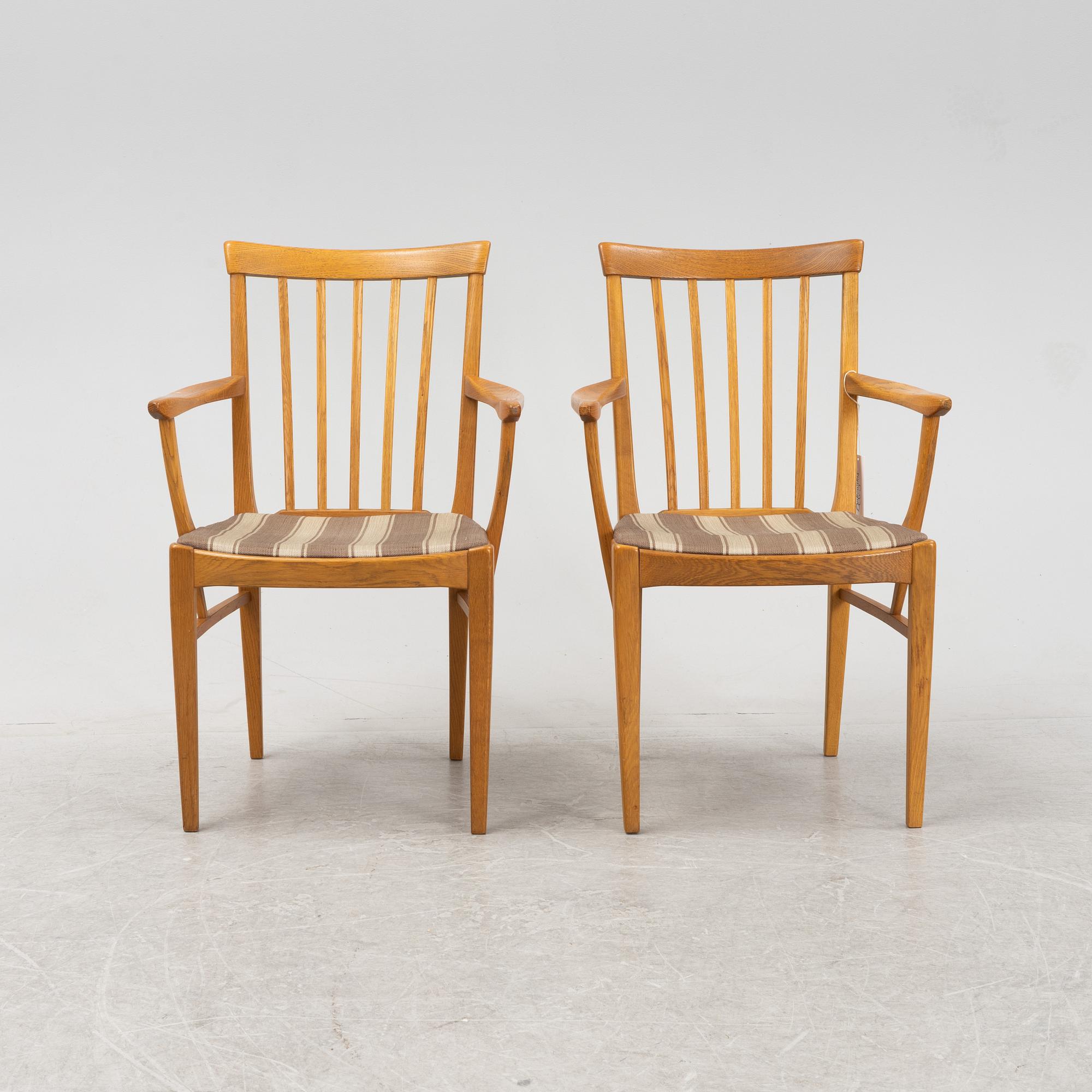 A pair of 'Vardags' oak armchairs by Carl Malmsten, second half of the 20th Century.