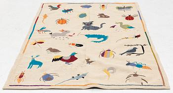 Matta, broderad slätväv, ca 180 x 120 cm.