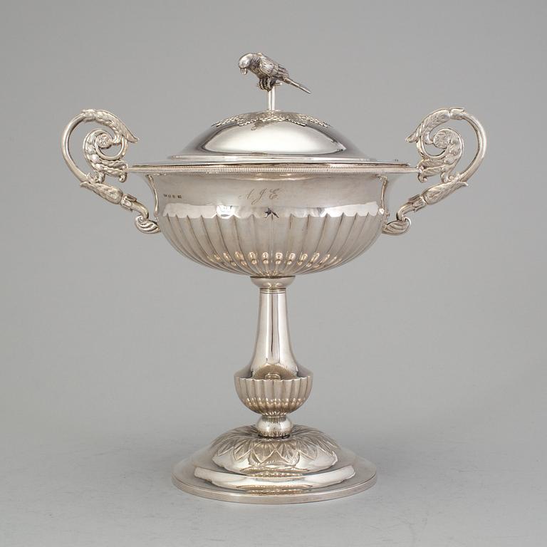 ANDERS LUNDQVIST, Stockholm, 1826, sockerskål, silver, empire.