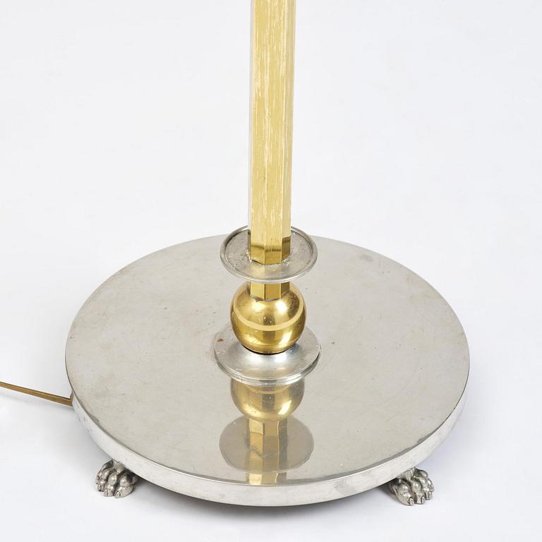Nils Fougstedt, & Anna Petrus, a pewter and brass floor lamp model A 763, Firma Svenskt Tenn, Stockholm, 1930.