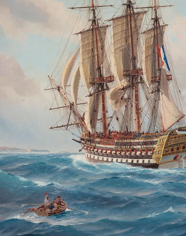 Jacob Hägg, "Franskt linjeskepp till segels" (French line ship at sail).