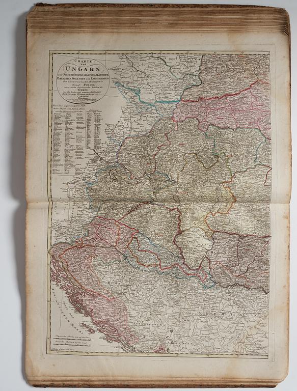 Atlas, Nürnberg 1797. med 34 kolorerade kopparstick.