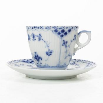 Royal Copenhagen, ten pieces of 'Blue fluted', half lace and full lace porcelain, Denmark, 1961-73.
