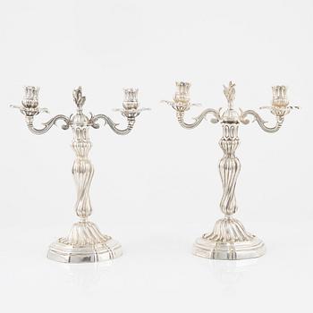 A pair of silverplated candelabras, Louis XV, 18th Century.