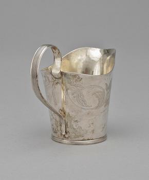 GRÄDDKANNA, silver, otydliga mästarstämplar, 1811. Vikt 93 g.