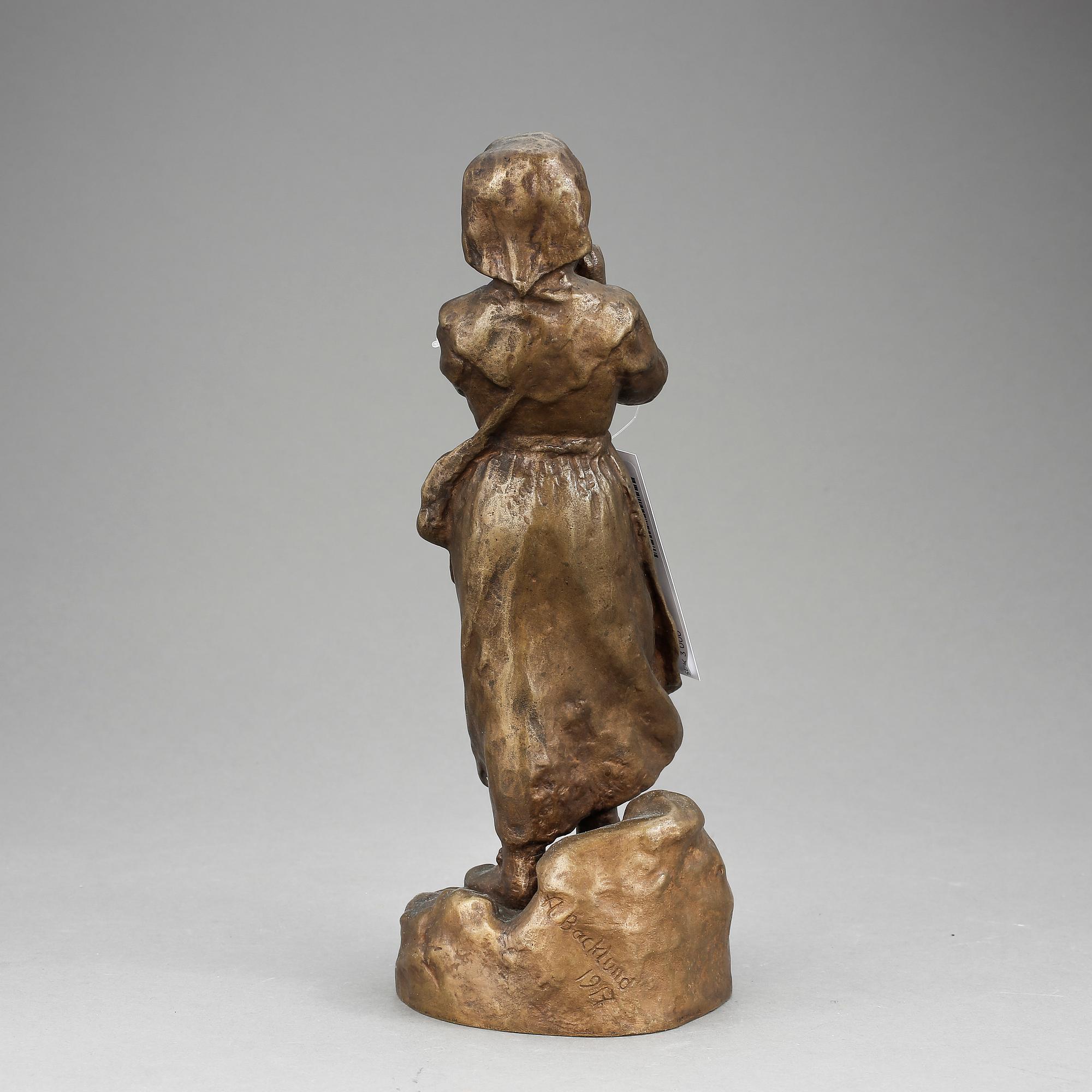 ARVID BACKLUND, skulptur, brons. Signerad och daterad 1917.