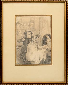 Okänd konstnär 1800-tal , drawing signed and dated 1858 (?).