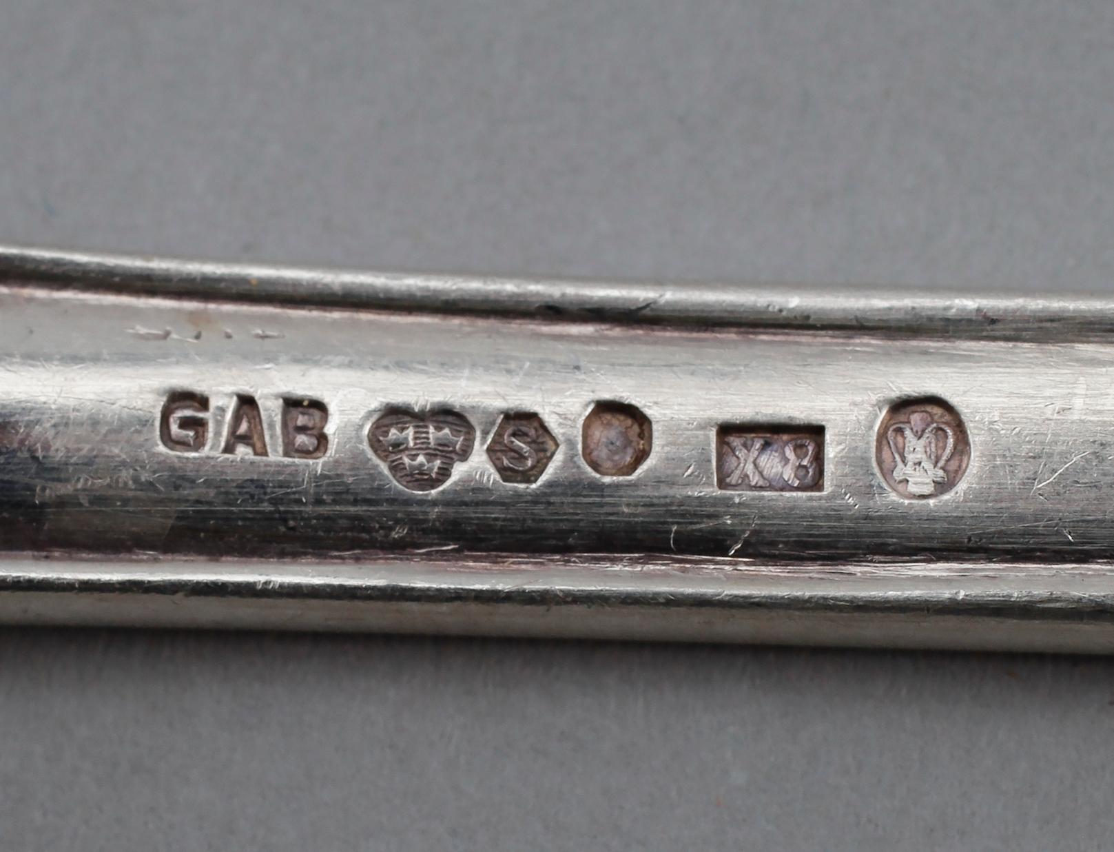BESTICK, 18 delar, silver, " Prins Albert" GAB, Stockholm 1940-tal. Vikt med stålblad ca 966 gram.