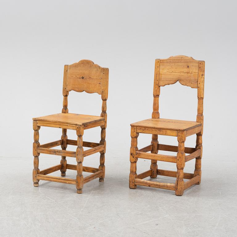 Five swedish provincial 19th century chairs.