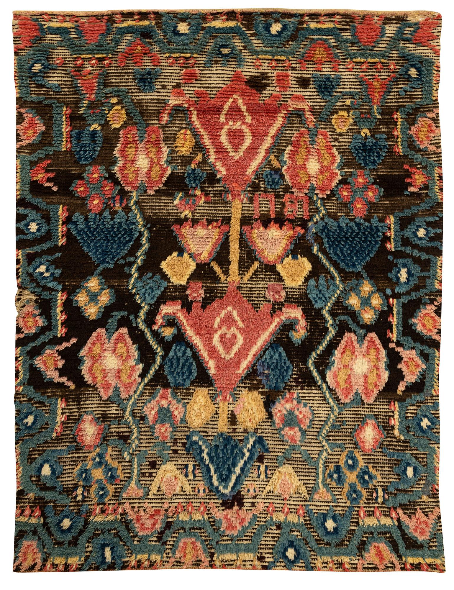 A bed cover, knotted pile, ca 182,5 x 138 cm, Sweden - Finland, dated 1787.