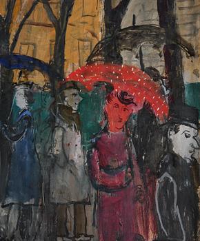 Olle Olsson-Hagalund, "Hamngatan i regnväder".