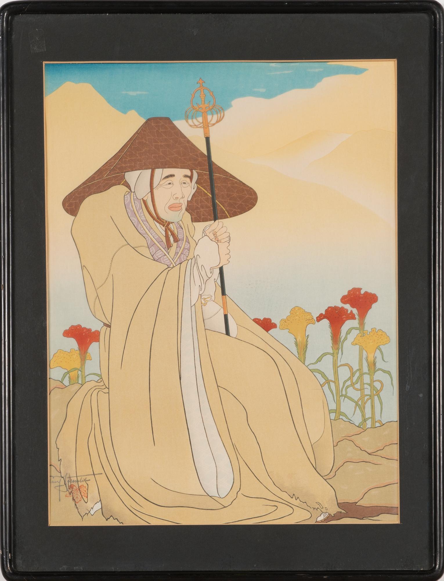 Paul Jacoulet, träsnitt, signerad.