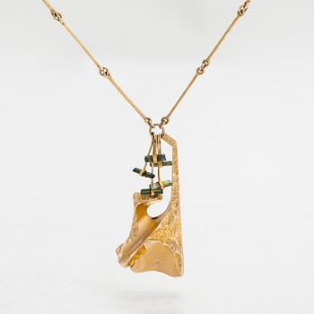Björn Weckström, a 14K gold and tourmaline necklace "Semiramis" for Lapponia 1976.