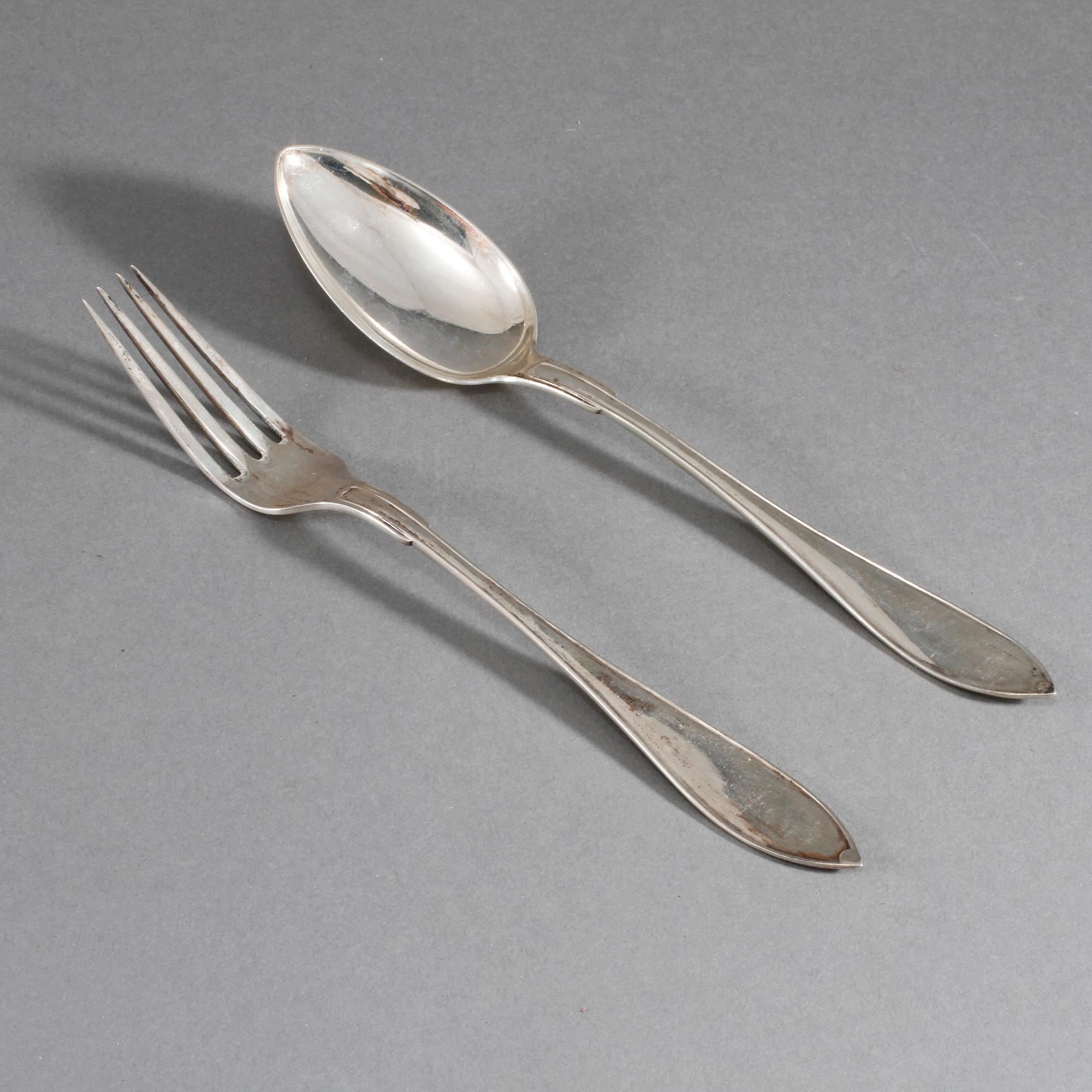 SKEDAR, 6 st, och GAFFLAR, 6 st, silver, Landskrona, 1940-tal, vikt 467 g.
