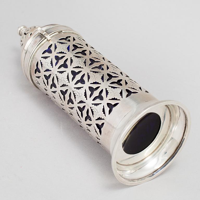 A silver sugar shaker by Deakin & Francis in Birmingham 1899.