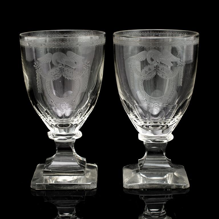 10 gustavian styre wineglasses, early 20th century.