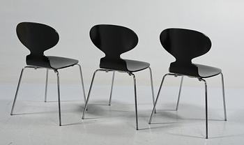 STOLAR, 3 st, "Myran", Arne Jacobsen, Fritz Hansen, Danmark, 1976.