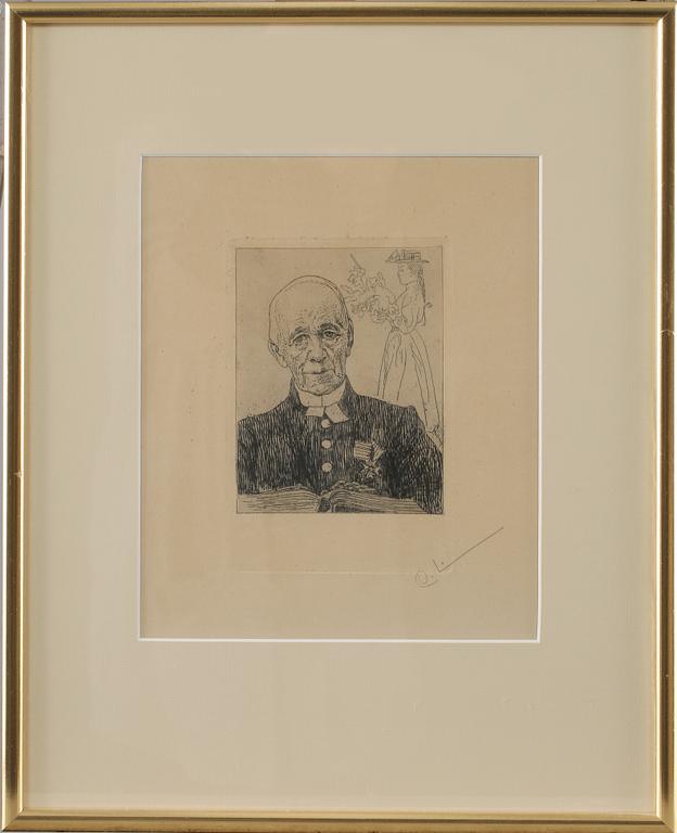 CARL LARSSON, etsning, signerad,