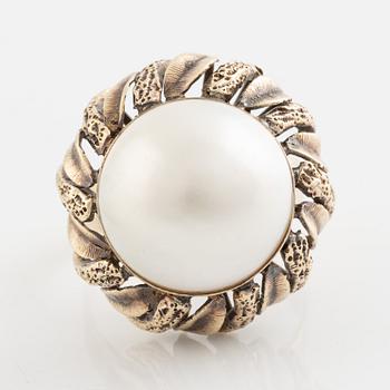 Ring förgyllt silver med mabépärla.