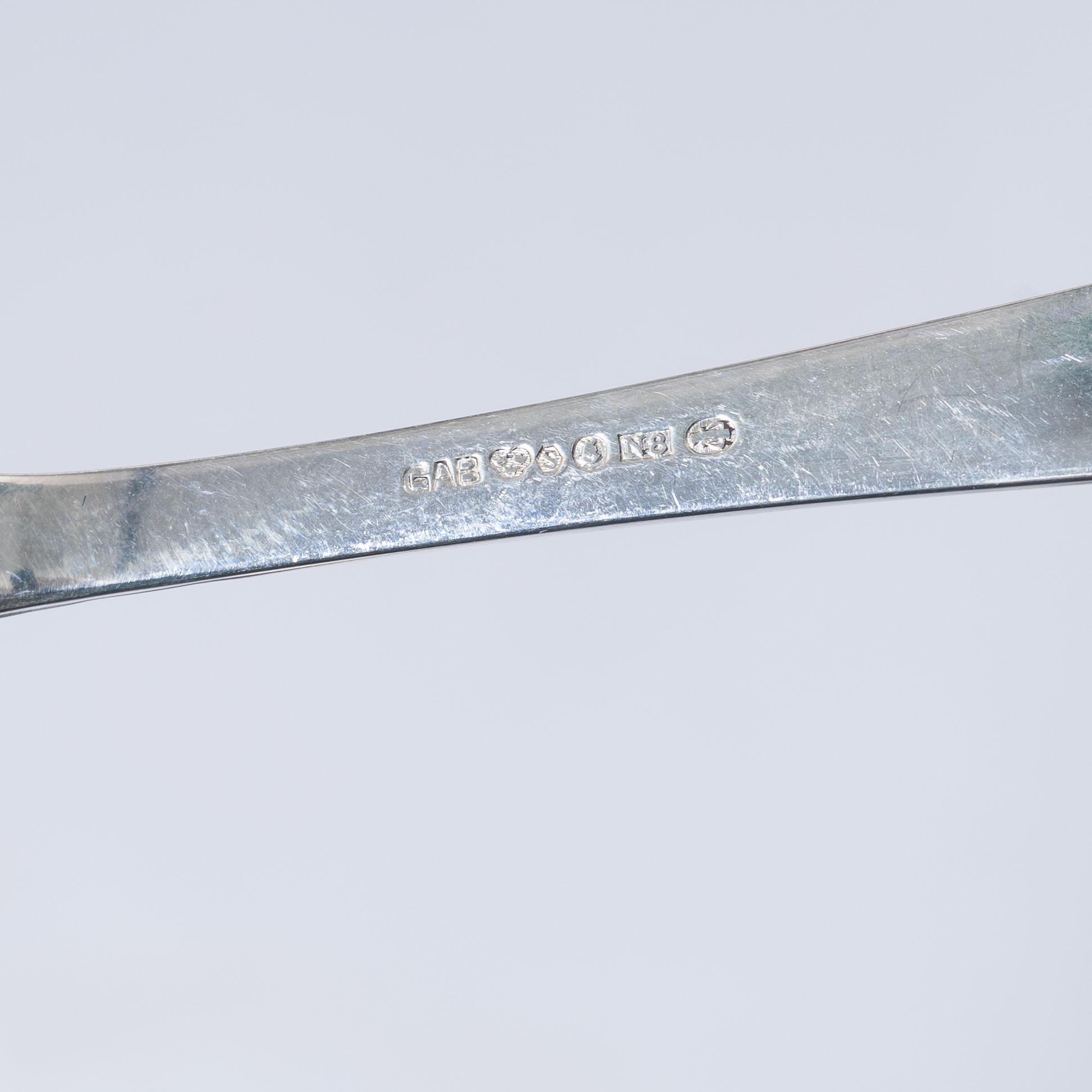 Jacob Ängman, bestickservis, 39 delar, silver, modell "Rosenholm", GAB, Stockholm och Eskilstuna, bl.a. 1945.