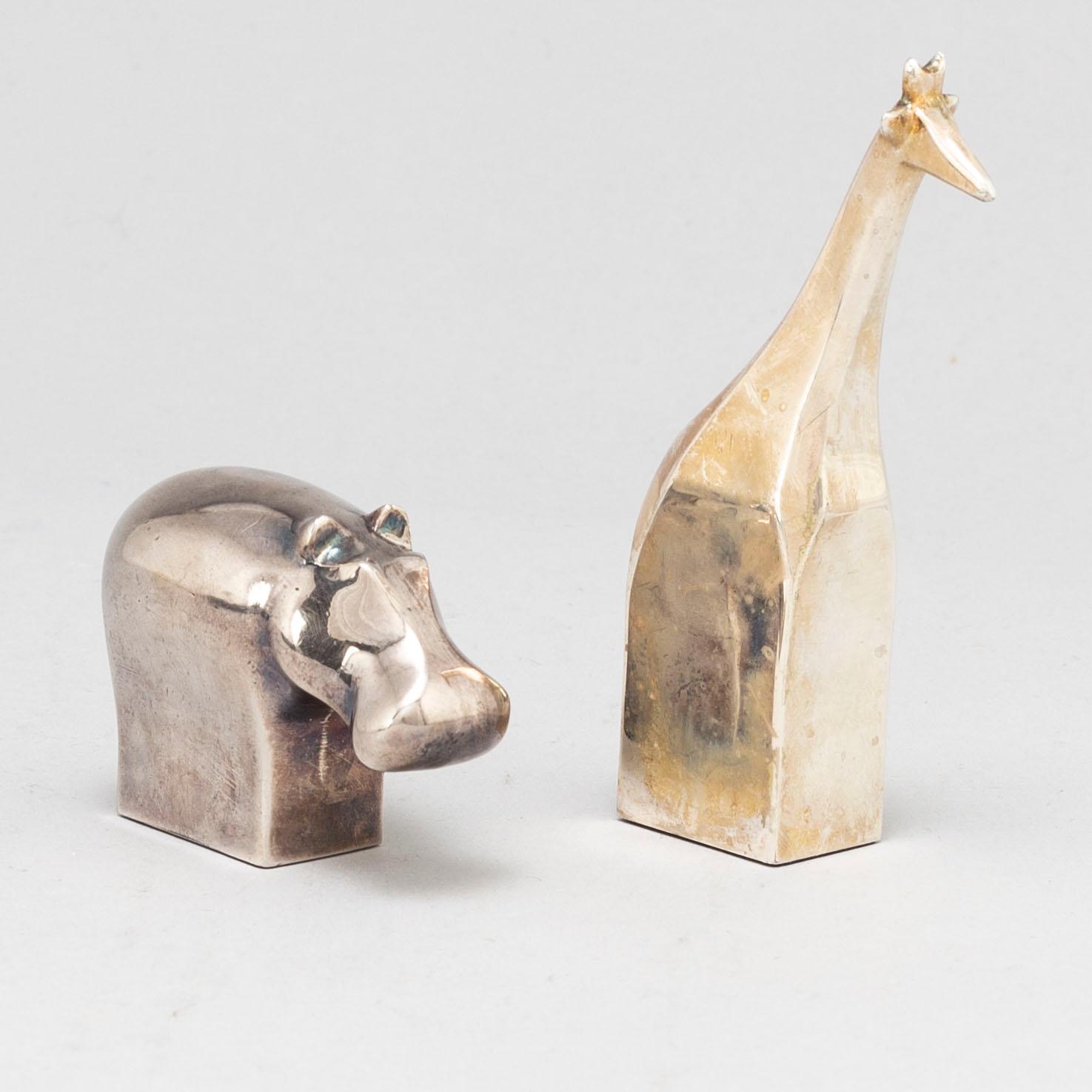 GUNNAR CYRÉN, figuriner, 2 st. Silverpläterad zink. Dansk Designs, Japan.