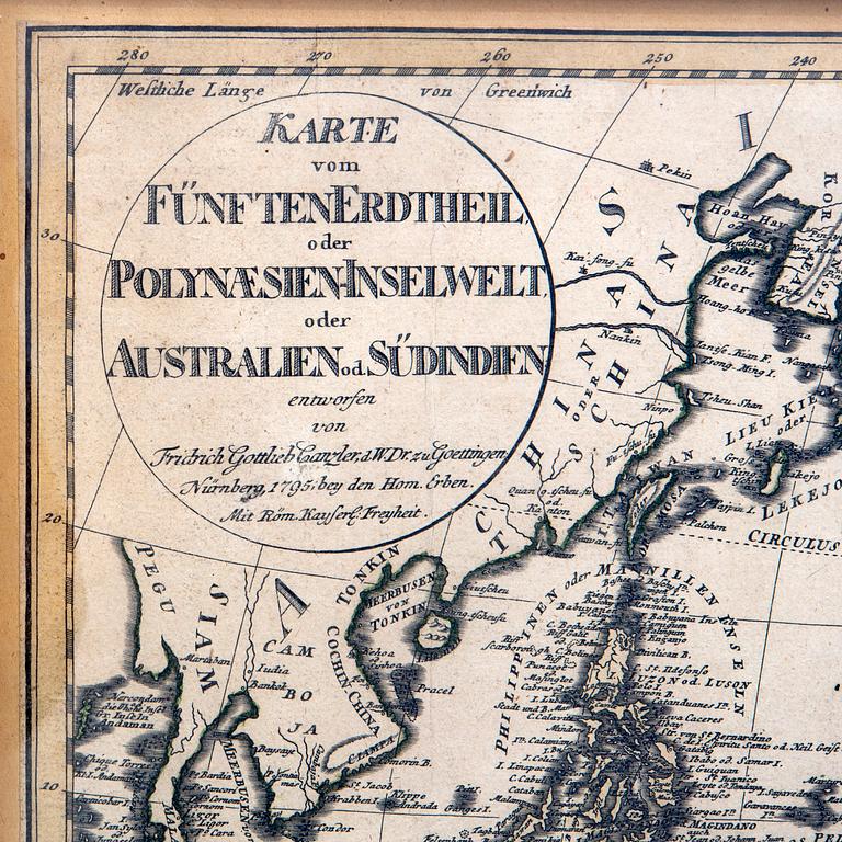 Fridrich Gottlieb Canzler , map 1795 "Karte vom Fünftenerdtheil oder Polynaesien-Inselwelt...".