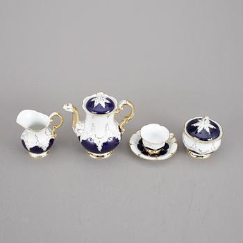 KAFFESERVIS, 9 delar, porslin, rokokostil, Meissen, 1900-tal.