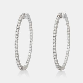 556. A pair of brilliant-cut diamond earrings. Total carat weight circa 2.30 cts.