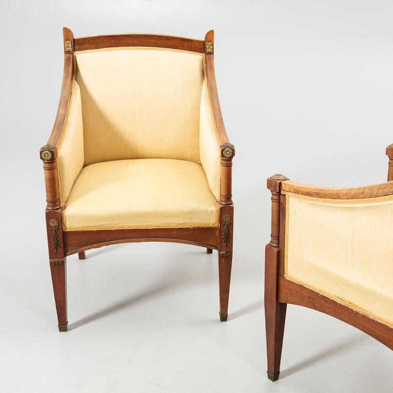 Fåtöljer, ett par, empire-stil, 1900-talets början.