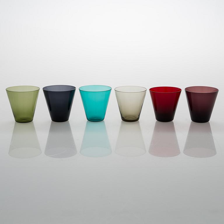 Kaj Franck,  Six '2744' drinking glasses for and Nuutajärv, 1950's. Jug '1610' for Iittala new production.