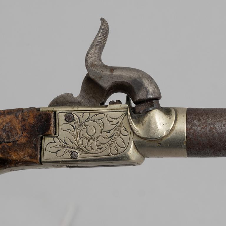A Belgian, percussion pistol, mid-19th century.